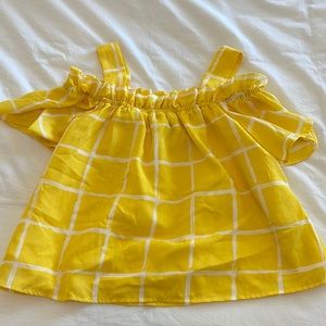 Moon River NWOT Cold Shoulder Windowpane Yellow Blouse Small